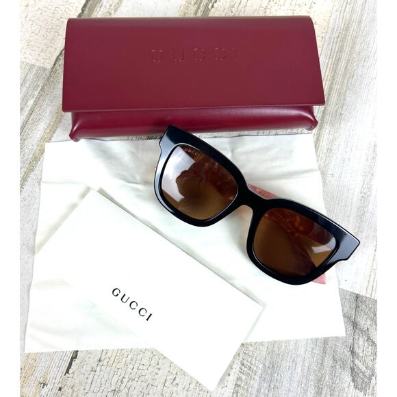Gucci Women’s GG0998S 005 Black Pink Square Oversized Designer Sunglasses NWT main image 5